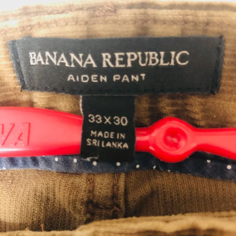 Banana Republic Mens Aiden Corduroy Pants 33 Size‎ 36 x 30 Brown Preppy Comfort
